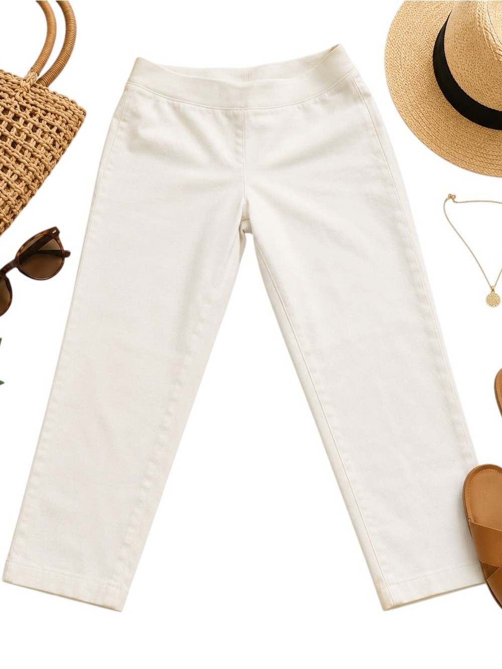 ASSETS by Spanx White Ponte Skinny Pants Womens Medium Pull On Stretch Cropped